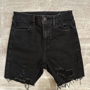 American Eagle Curvy High-Rise Black Denim Long Jean Shorts Size 0
